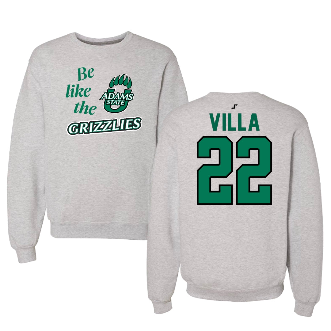 Adams State University Baseball Light Gray Be Like Us Crewneck - #22 Eric Villa