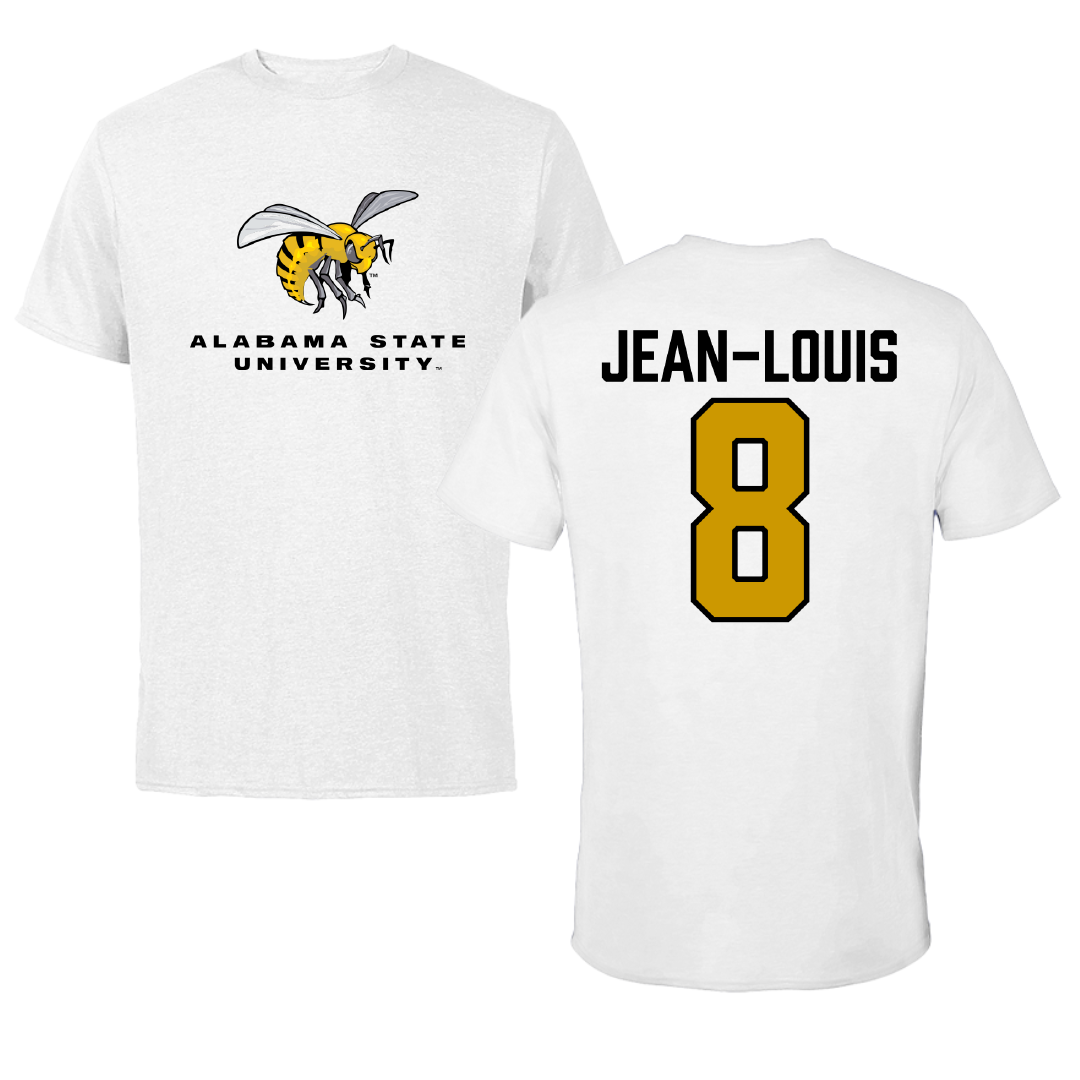 Alabama State University Football White Tee - #8 Rhoody Jean-Louis