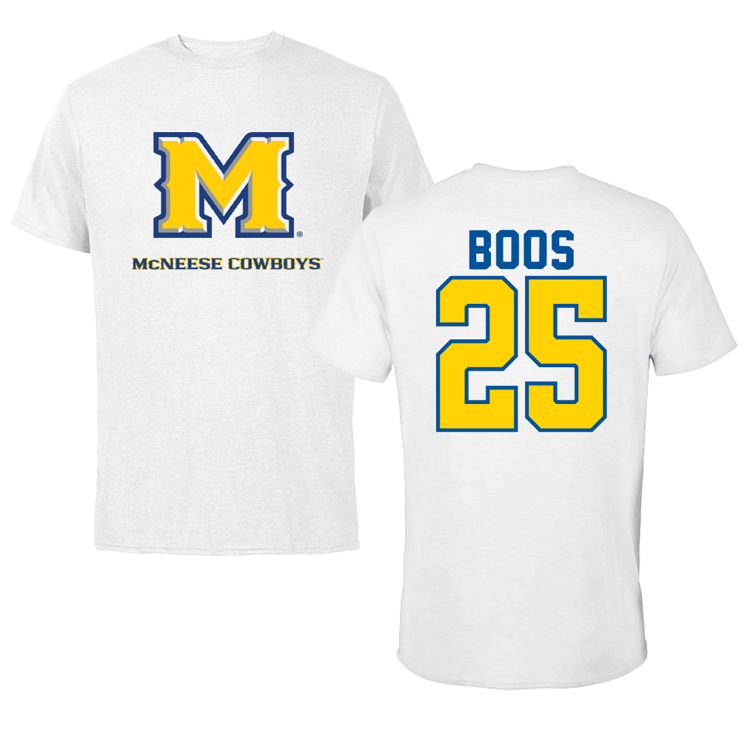McNeese State University Softball White Performance Tee - #25 Mya Boos