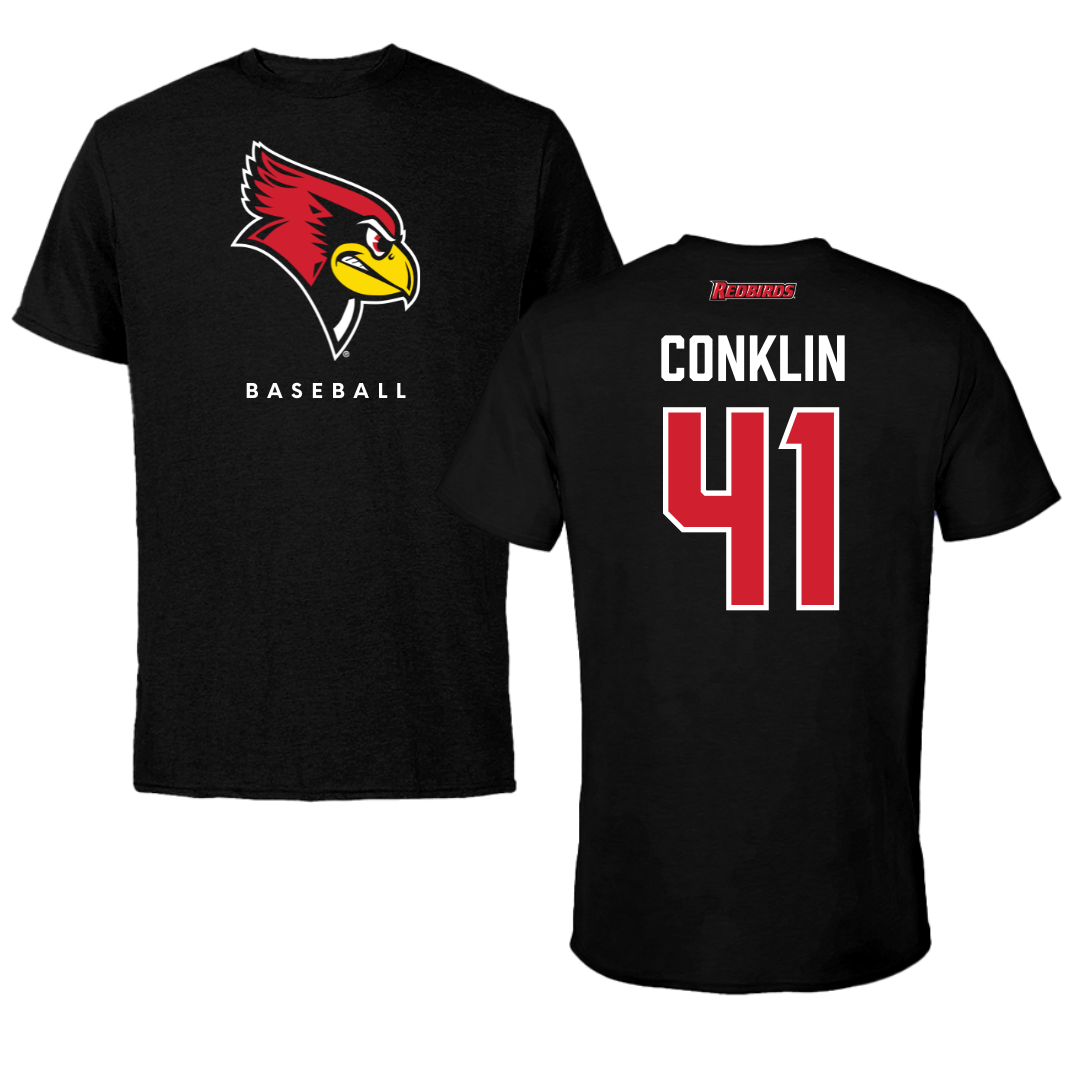 Illinois State University Baseball Black Performance Tee - #41 MacCallan Conklin