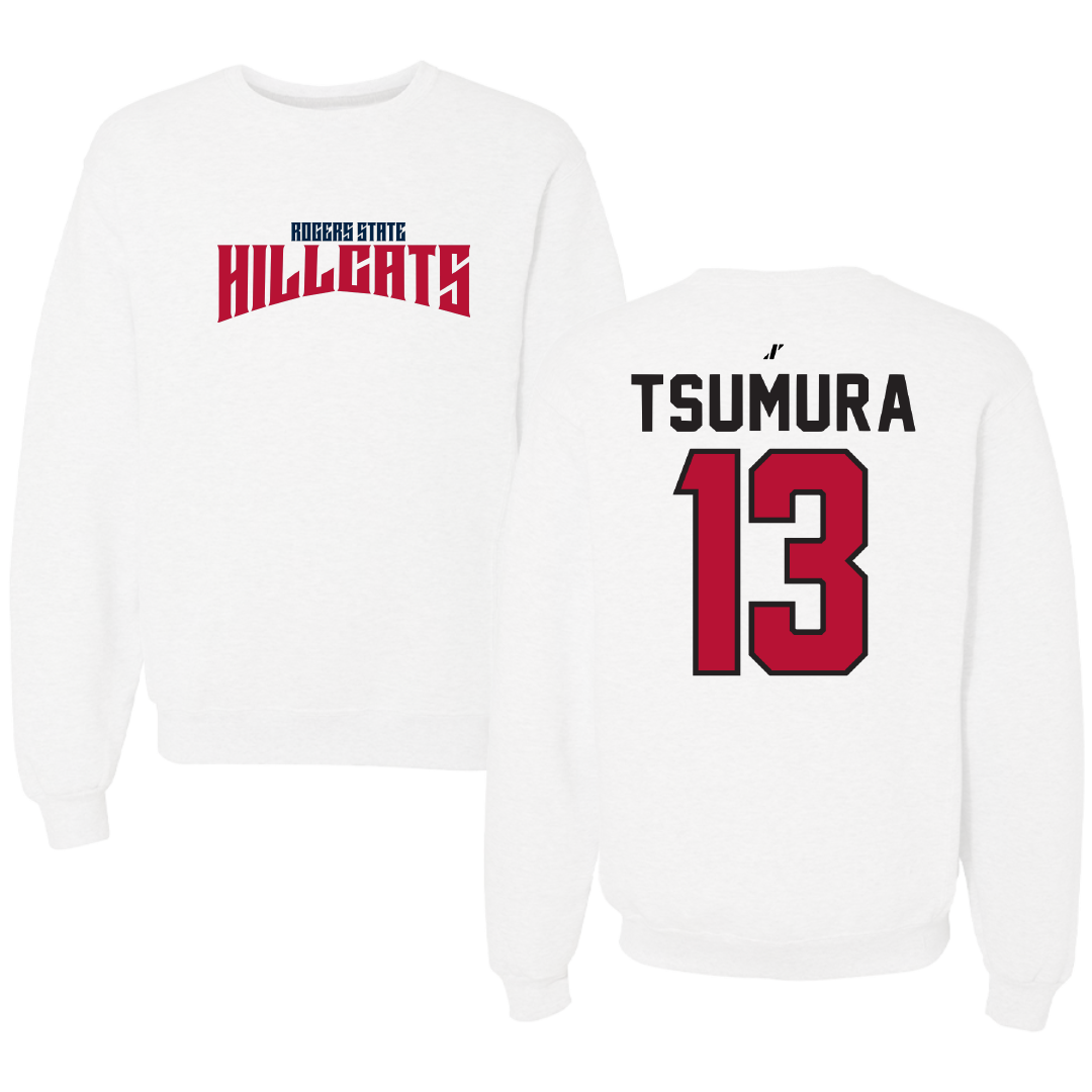 Rogers State University Baseball White Classic Crewneck - #13 Royce Tsumura