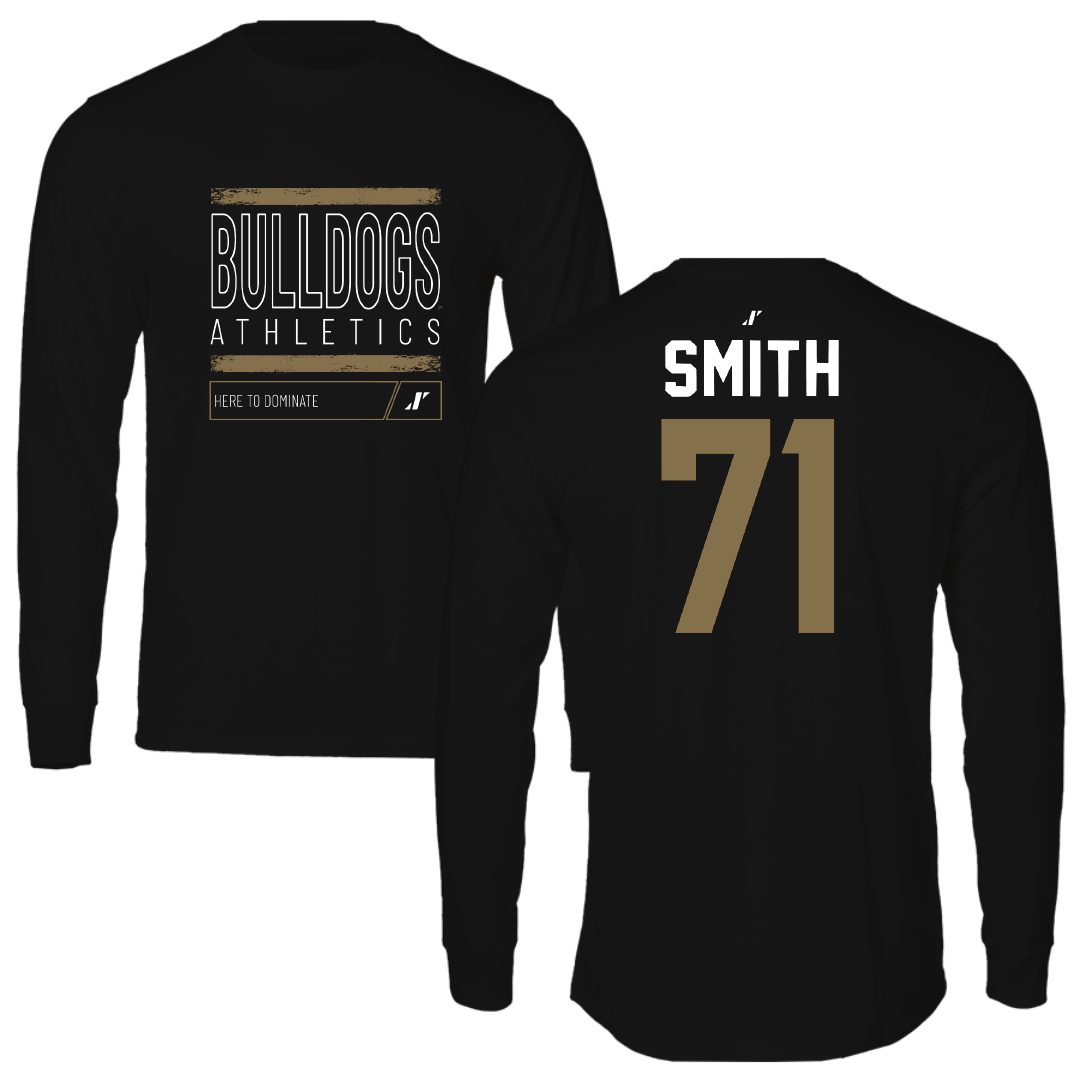 Bryant University Football Black Dominate Performance Long Sleeve - #71 Aden Smith