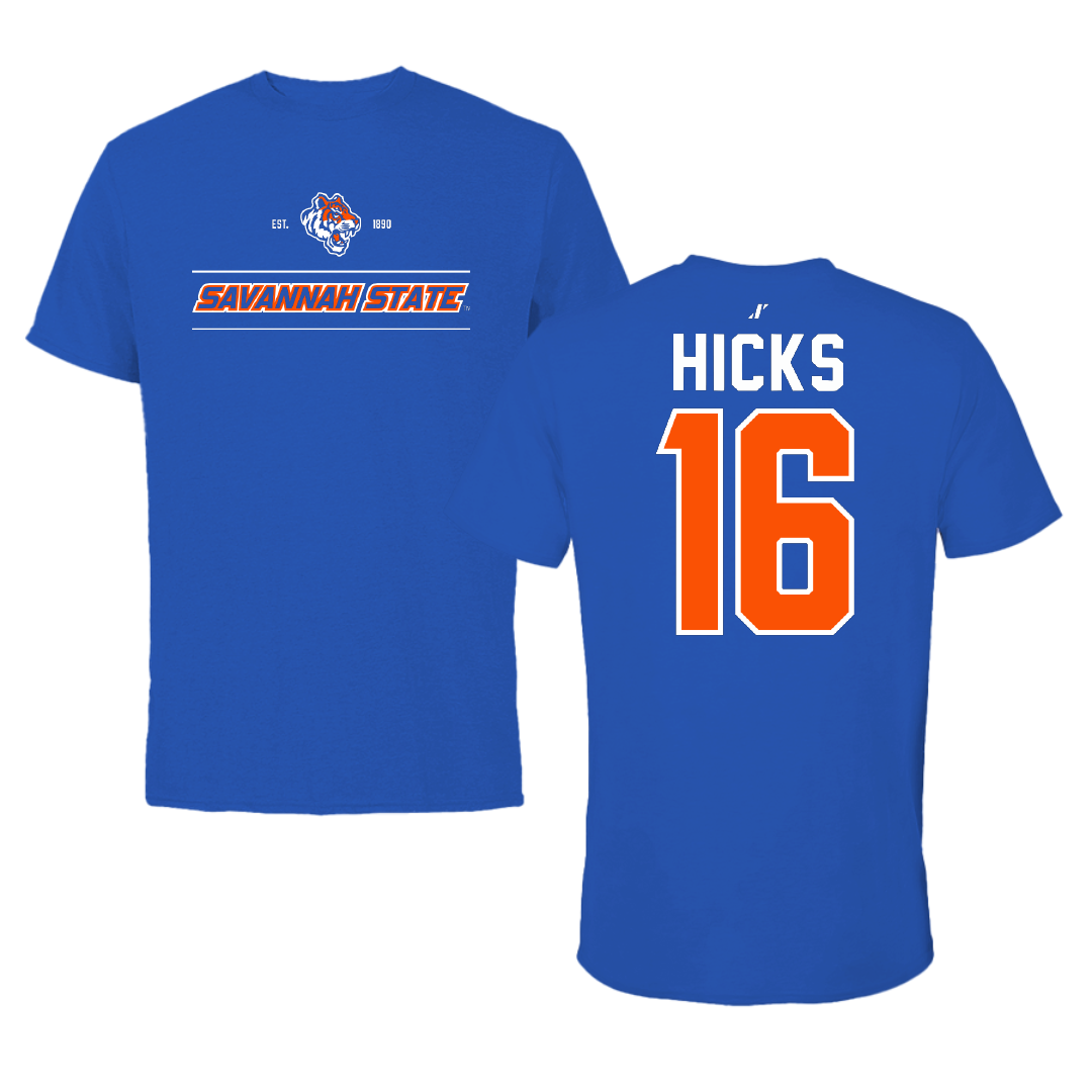 Savannah State University Baseball Blue General Performance Tee - #16 Chandler Hicks