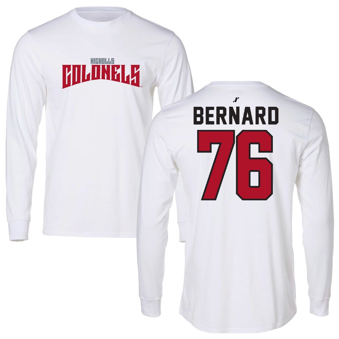 Nicholls State University Football White Classic Long Sleeve - #76 Ryan Bernard