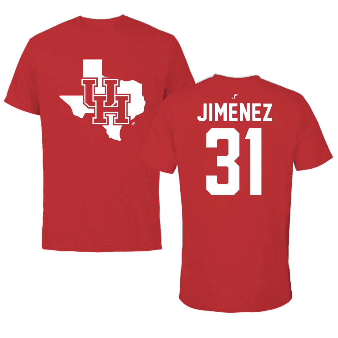 University of Houston Baseball Red State Tee - #31 Kenneth Jimenez