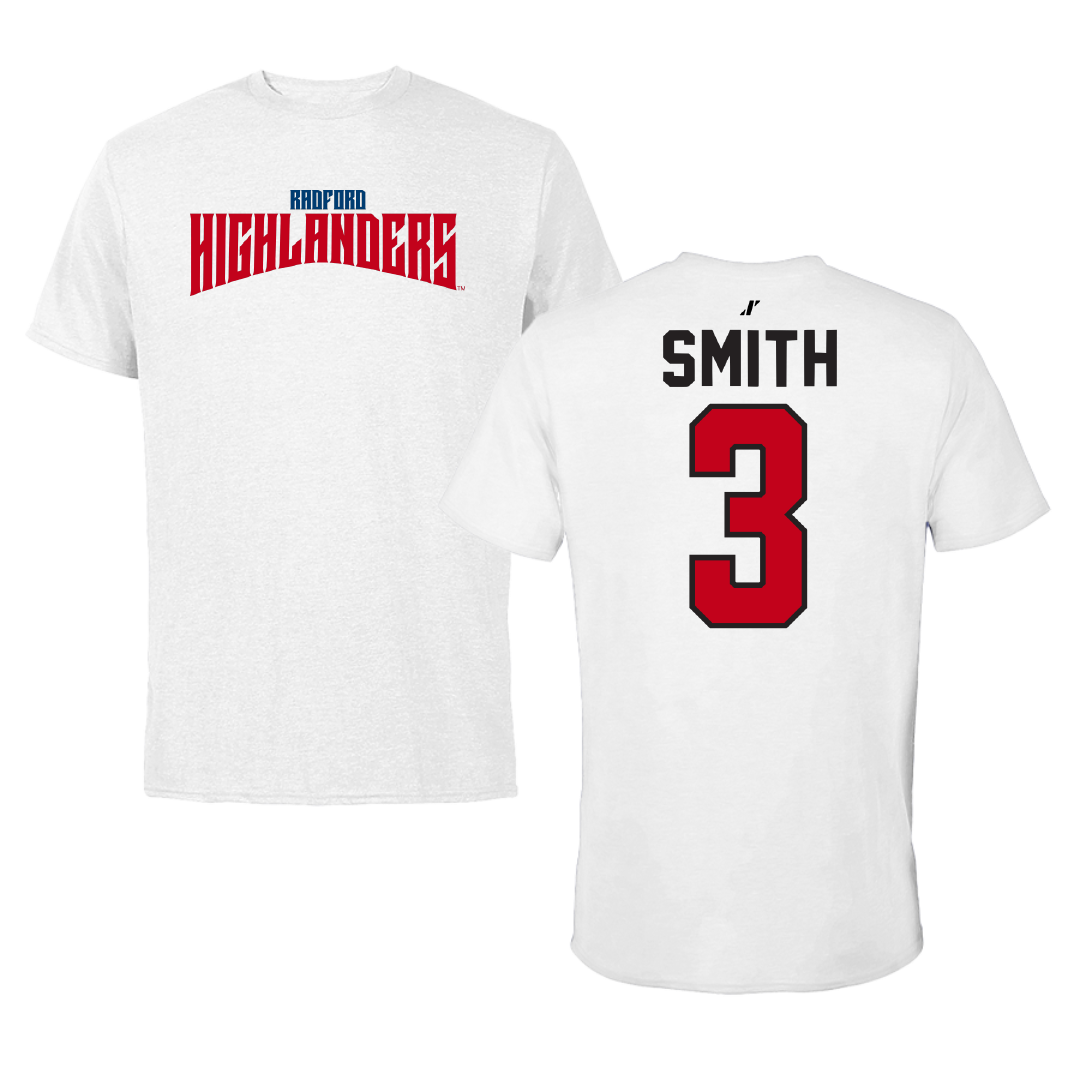 Radford University Soccer White Classic Performance Tee - #3 Morgen Smith