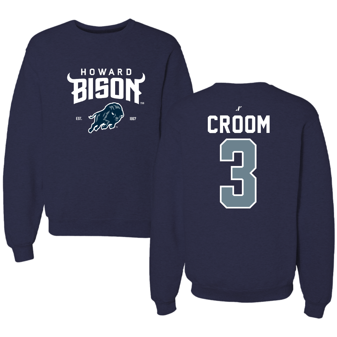 Howard University Lacrosse Navy General Crewneck - #3 Leah Croom