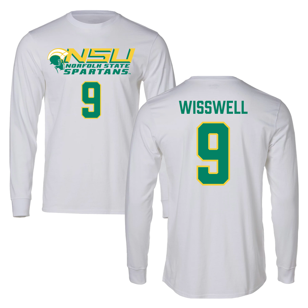 Norfolk State University Softball White Performance Long Sleeve - #9 Leah Wisswell