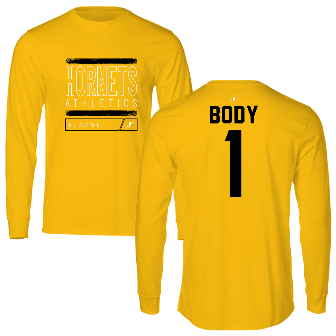 Alabama State University Football Gold Dominate Long Sleeve - #1 Andrew Body