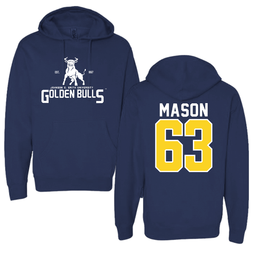 Johnson C. Smith University Football Navy General Hoodie - #63 Jamari Mason