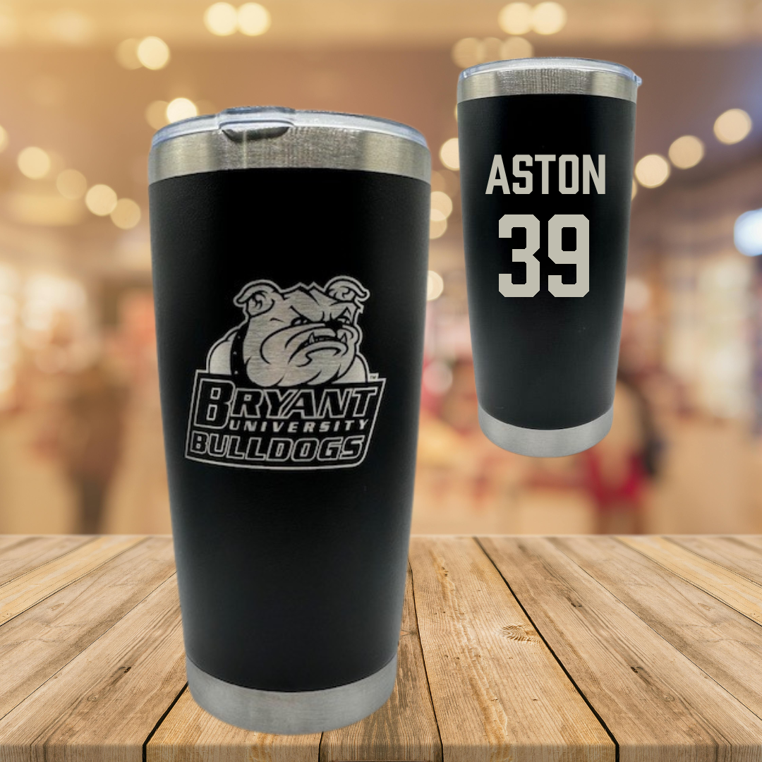 Bryant University Football Black Stainless Steel Tumbler - #39 Chase Aston