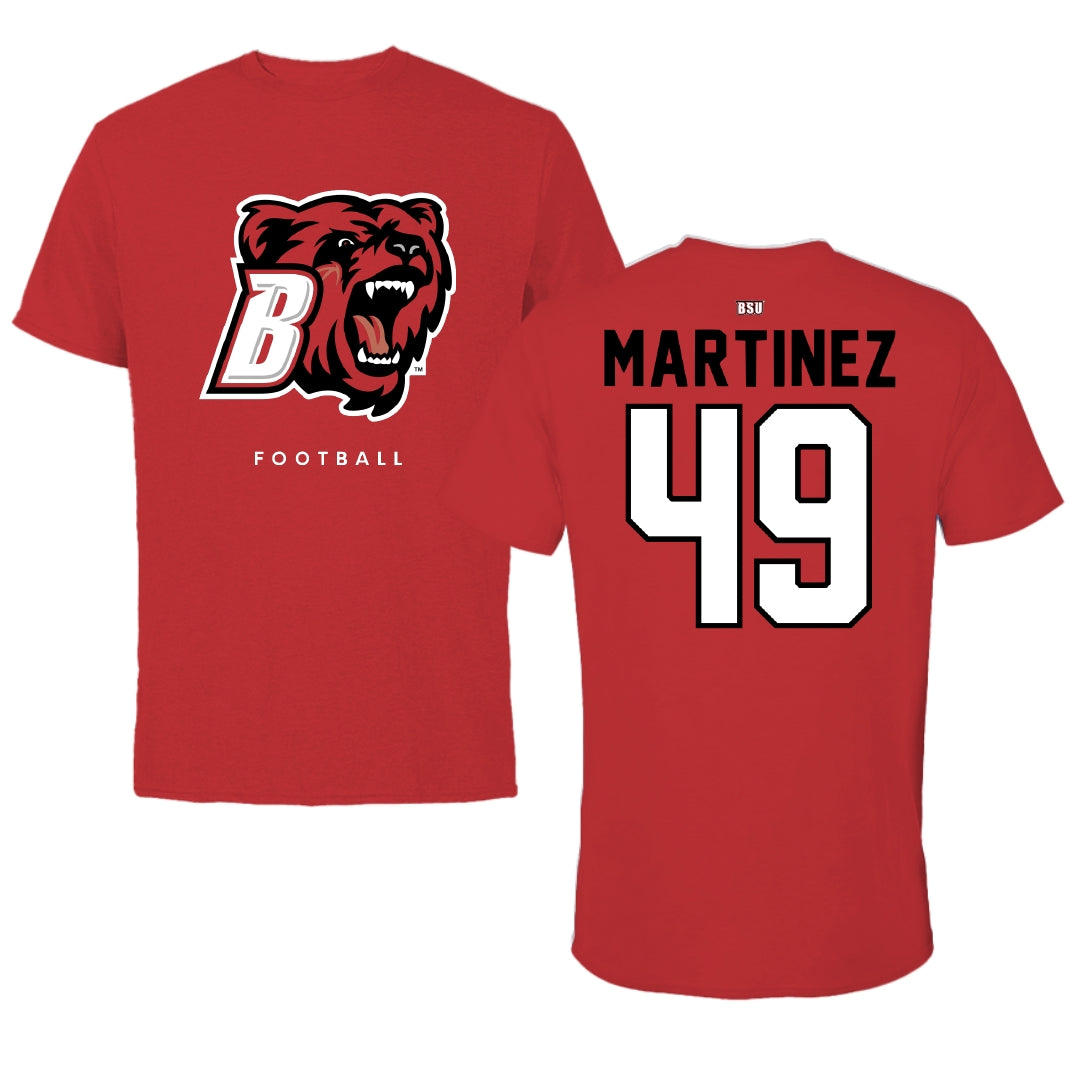 Bridgewater State University Football Red Performance Tee - #49 Andruw Martinez