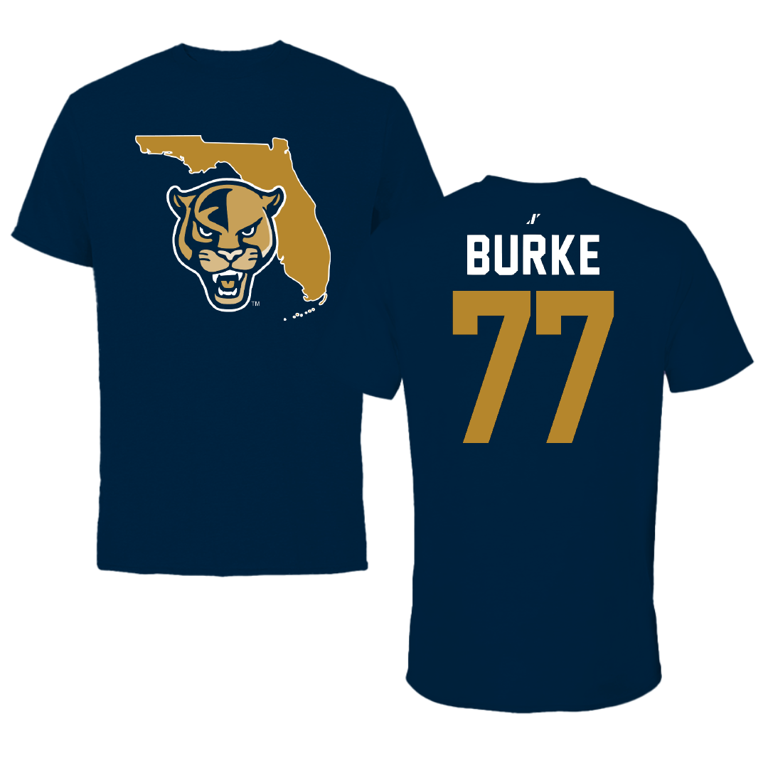 Florida International University Football Navy State Tee - #77 Travis Burke