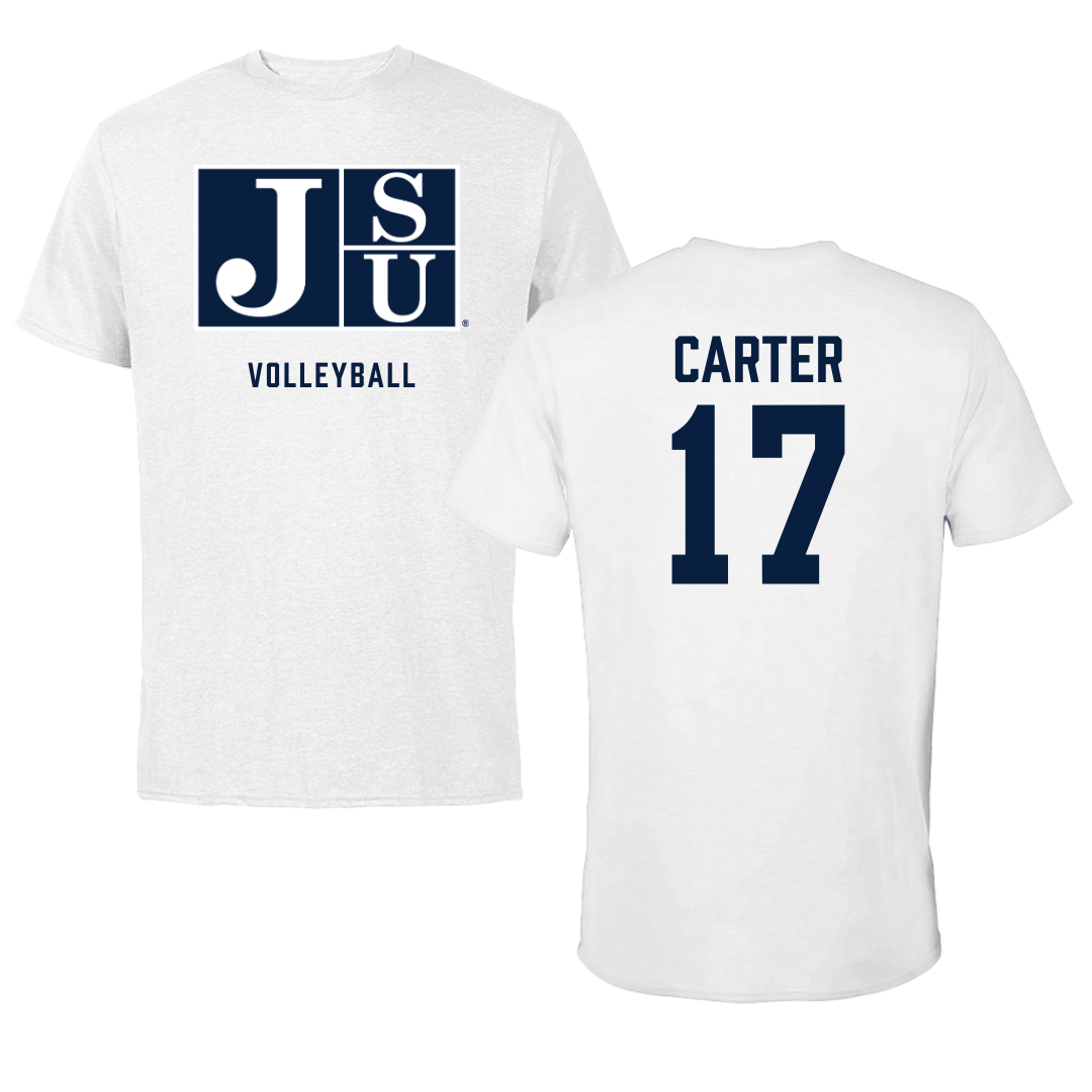 Jackson State University Volleyball White Tee - #17 Kymorah Carter