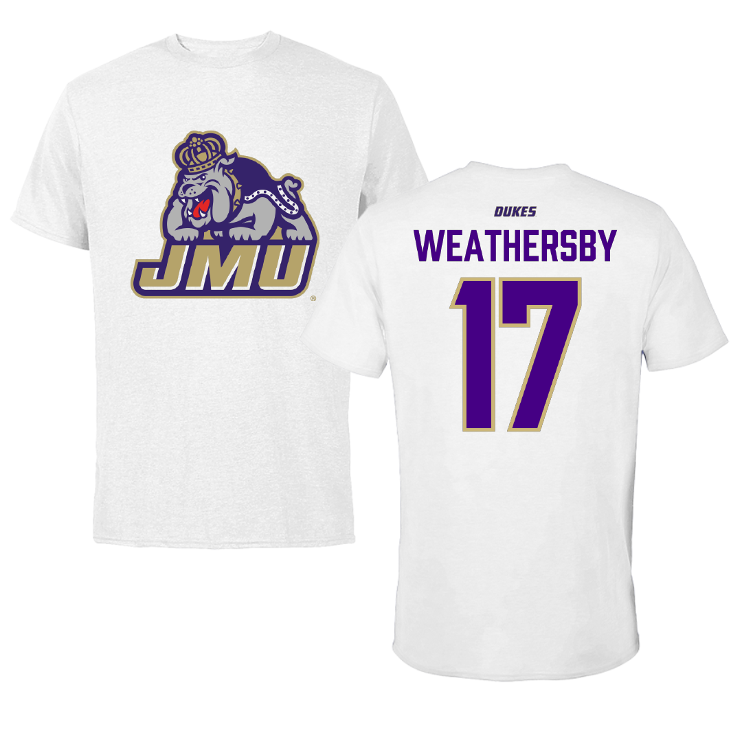 James Madison University Football White Performance Tee - #17 Gannon Weathersby