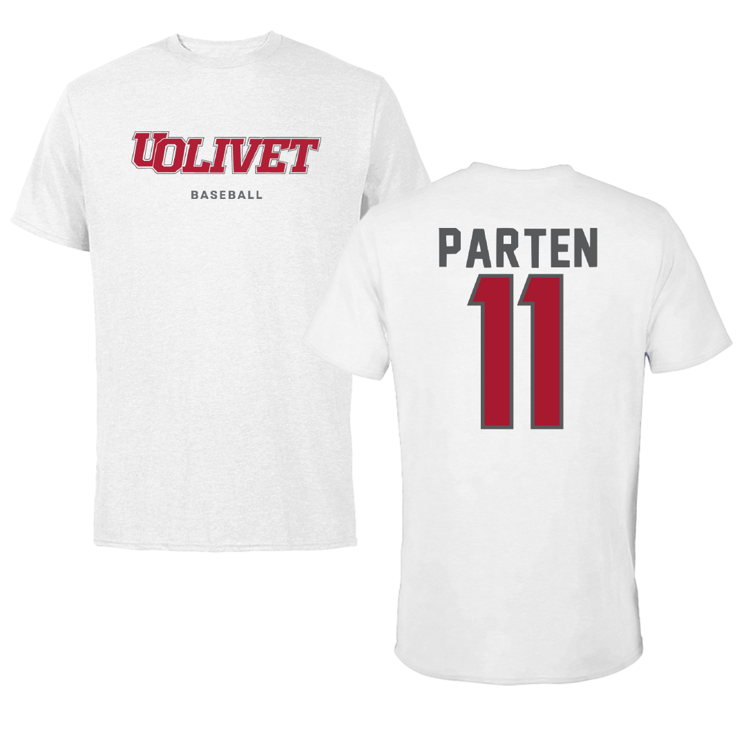 The University of Olivet Baseball White Performance Tee - #11 Brody Parten