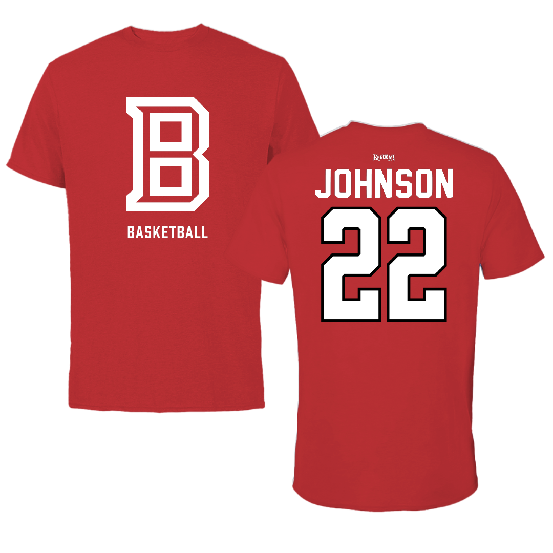 Bradley University Basketball Red Block Tee - #22 Jaquan Johnson