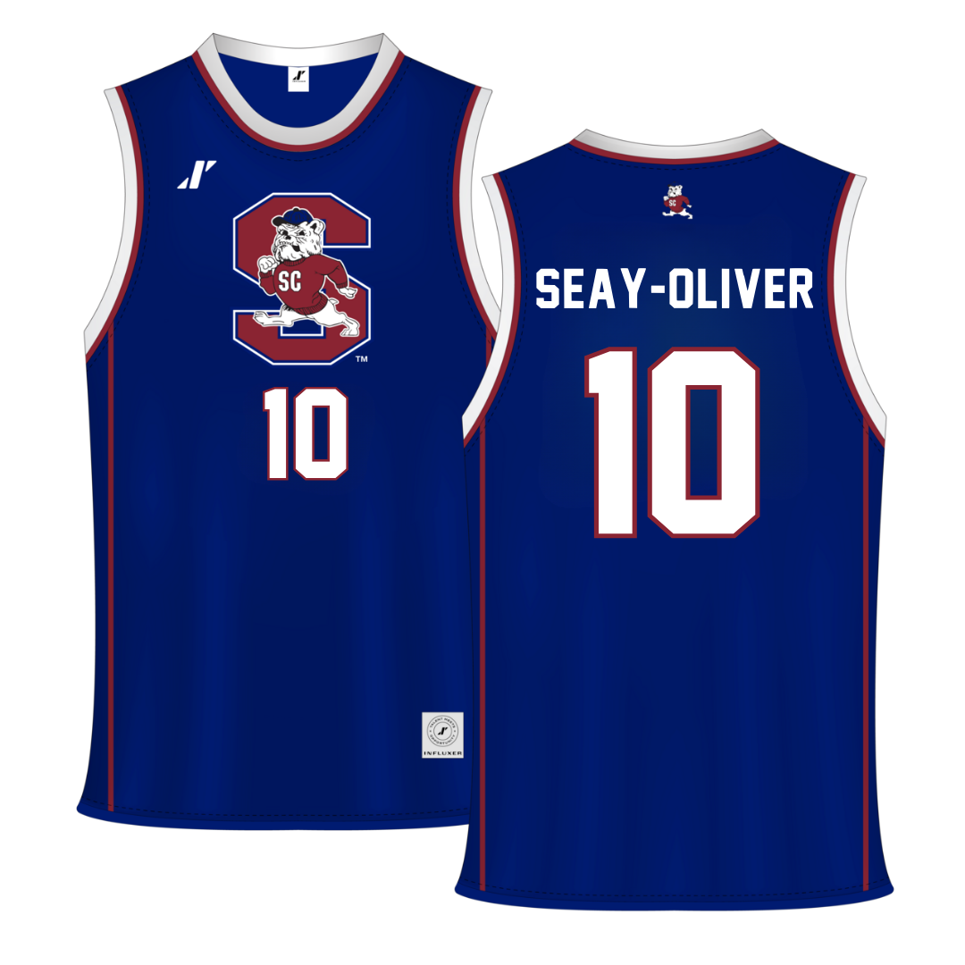 South Carolina State University Blue Basketball Jersey - #10 John Seay-Oliver