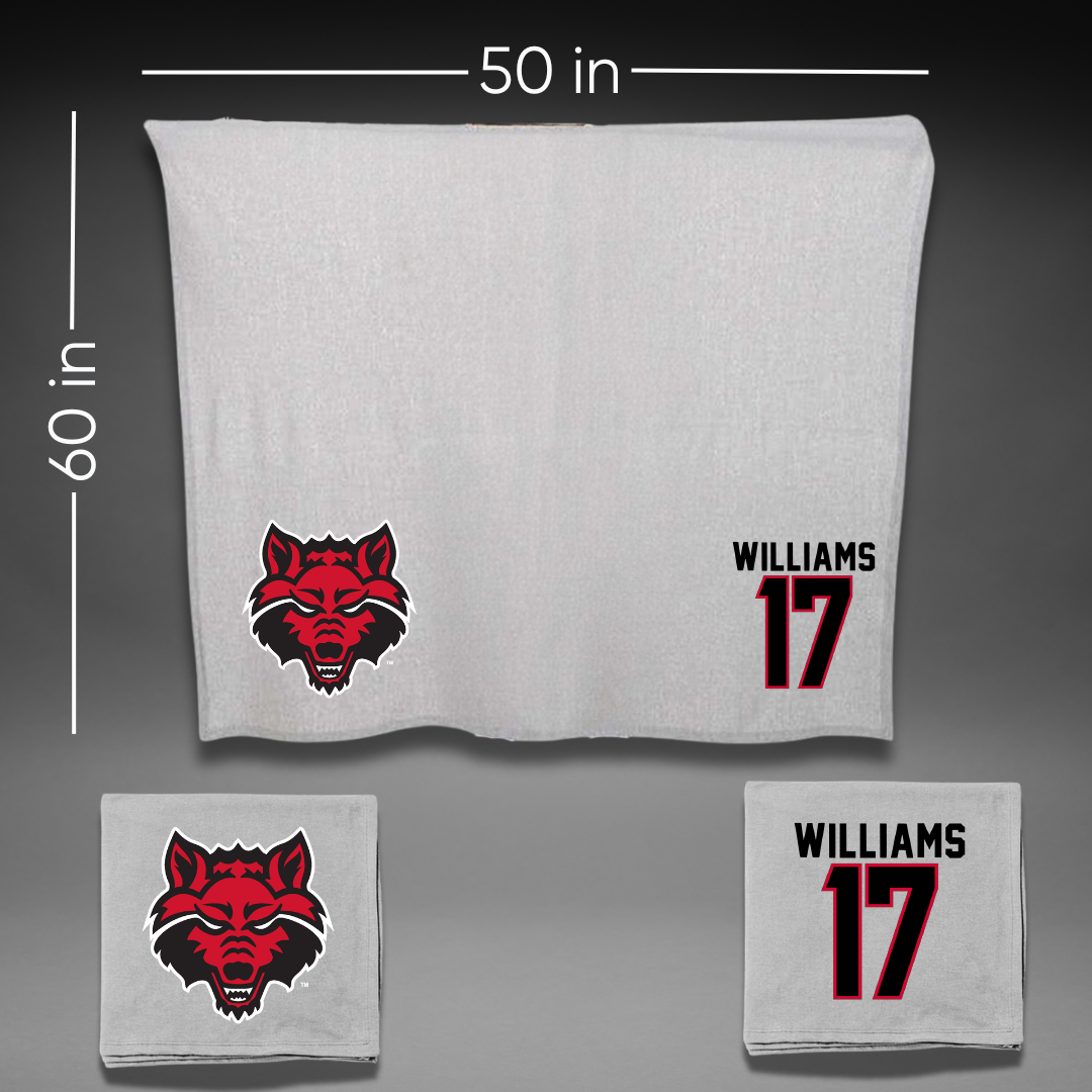 Arkansas State University Baseball Gray Blanket - #17 Jake Williams