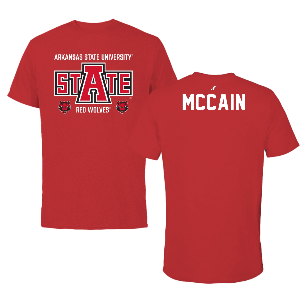 Arkansas State University TF and XC Red General Performance Tee - Zeke McCain