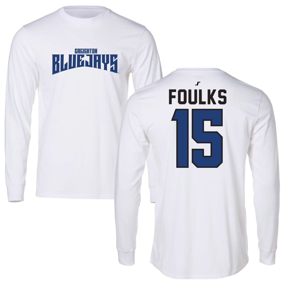 Creighton University Soccer White Classic Long Sleeve - #15 Benjamin Foulks