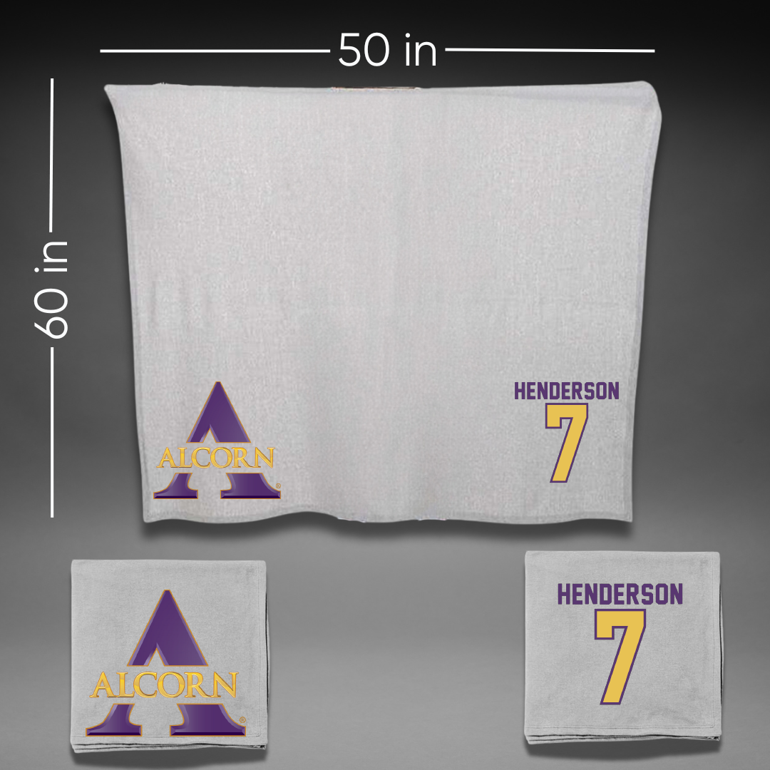 Alcorn State University Football Gray Blanket - #7 Kayvon Henderson