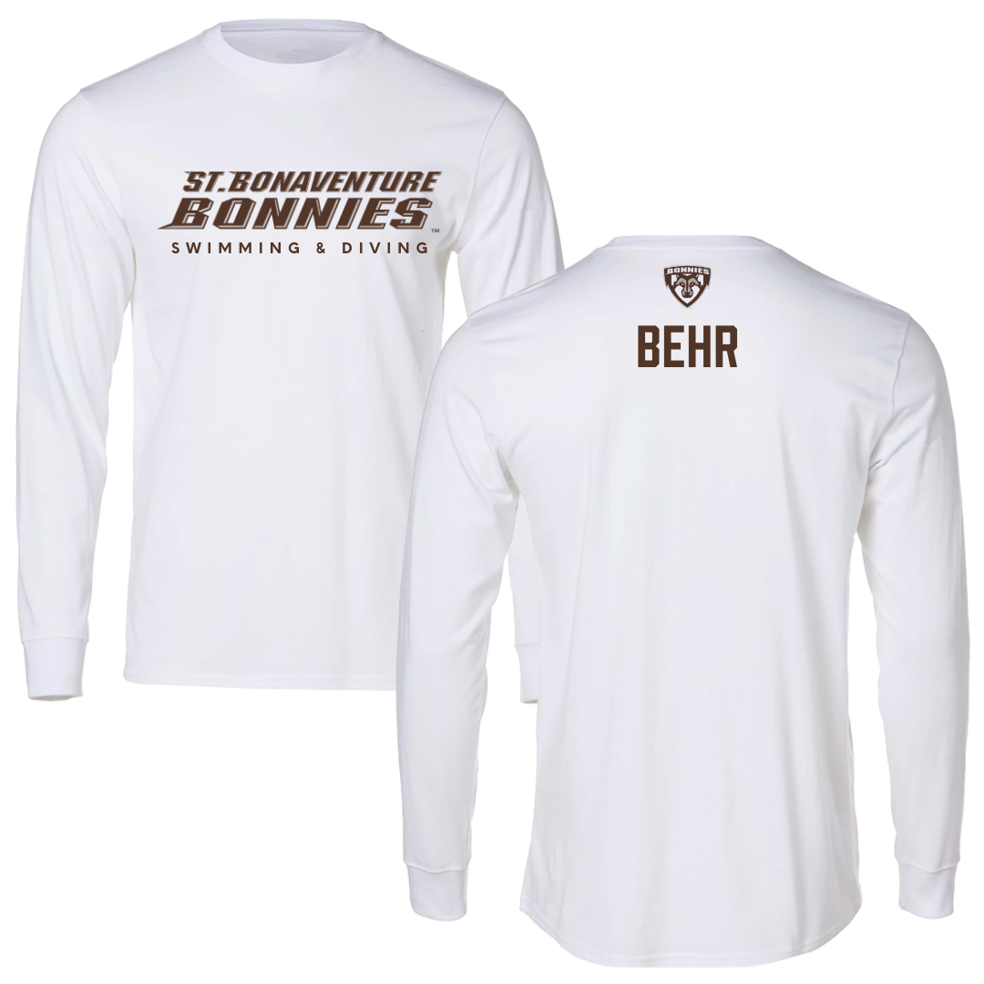 St. Bonaventure University Swimming & Diving White Performance Long Sleeve - Alexander Behr