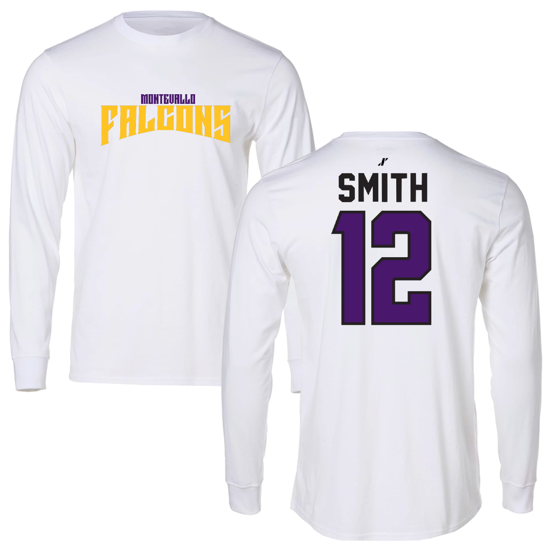 University of Montevallo Basketball White Classic Long Sleeve - #12 Luke Smith