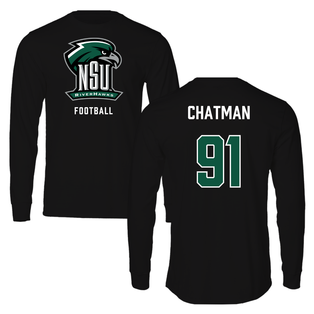 Northeastern State University Football Black Long Sleeve - #91 Marquez Chatman
