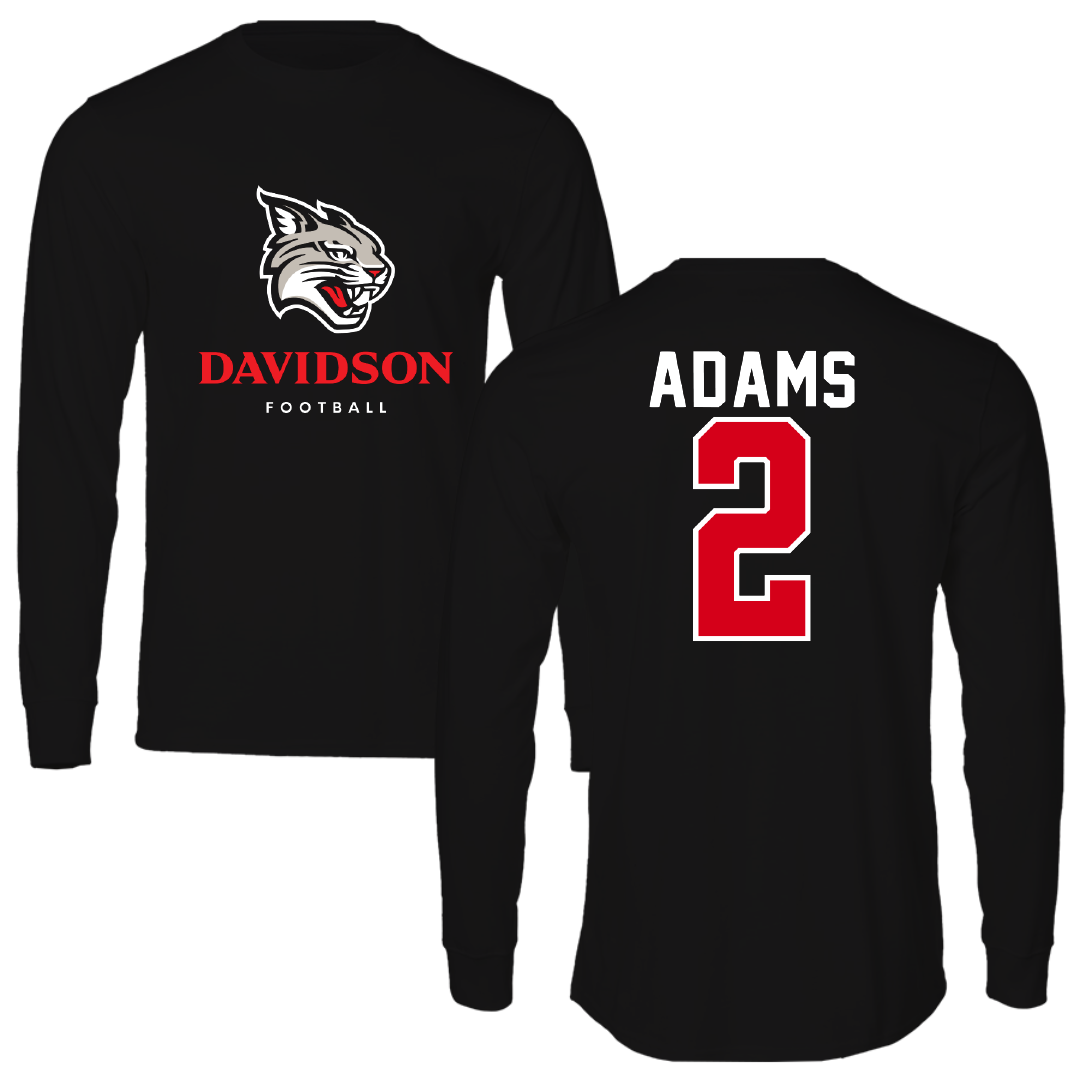 Davidson College Football Black Long Sleeve - #2 Mari Adams