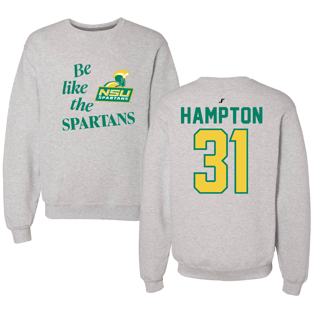 Norfolk State University Baseball Light Gray Be Like Us Crewneck - #31 Parker Hampton