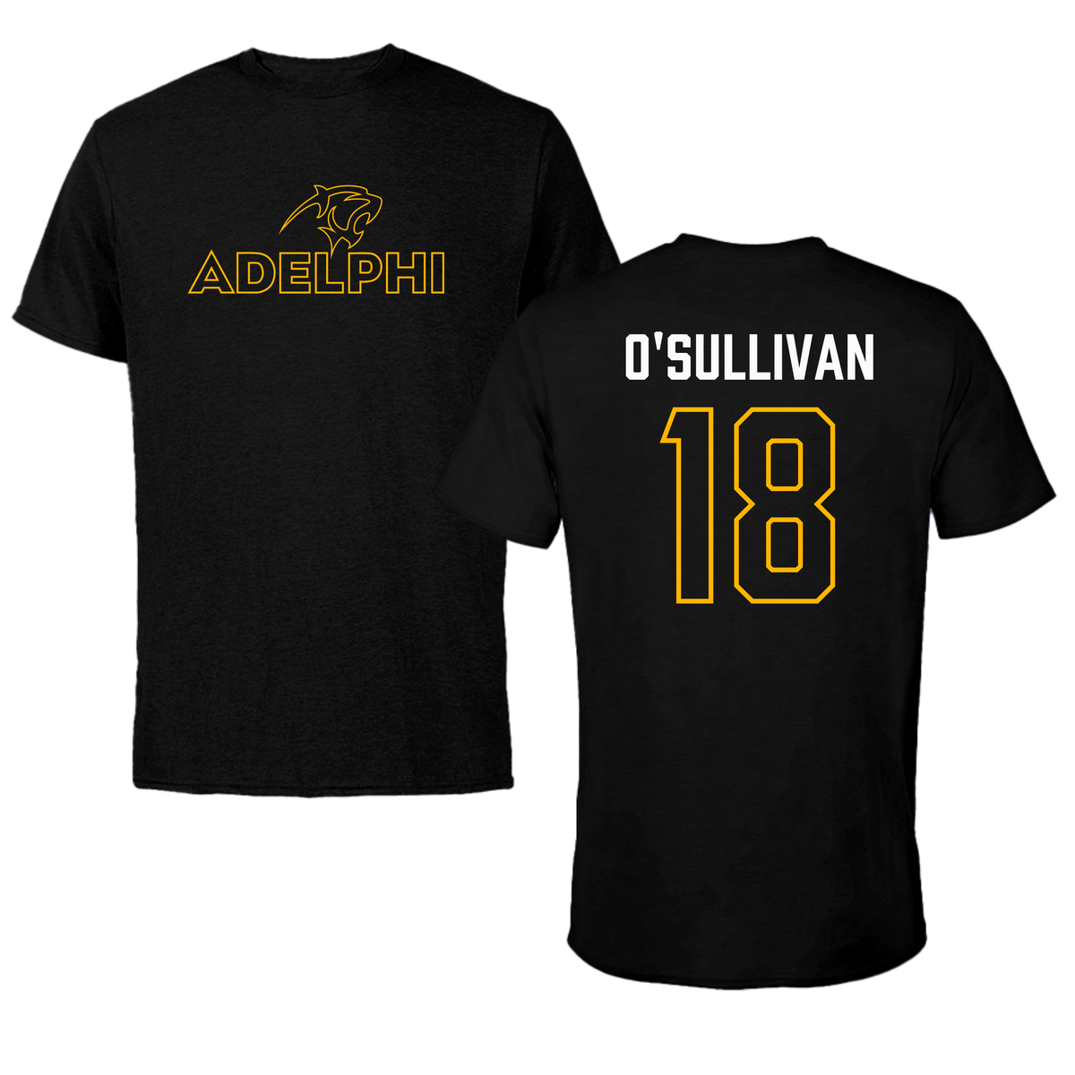Adelphi University Baseball Black Tee - #18 Tommy O'Sullivan