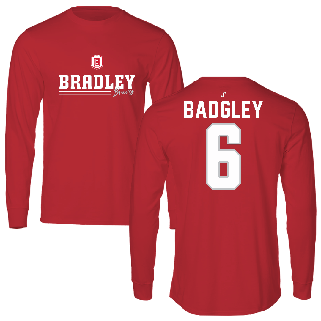 Bradley University Softball Red General Performance Long Sleeve - #6 Abbott Badgley
