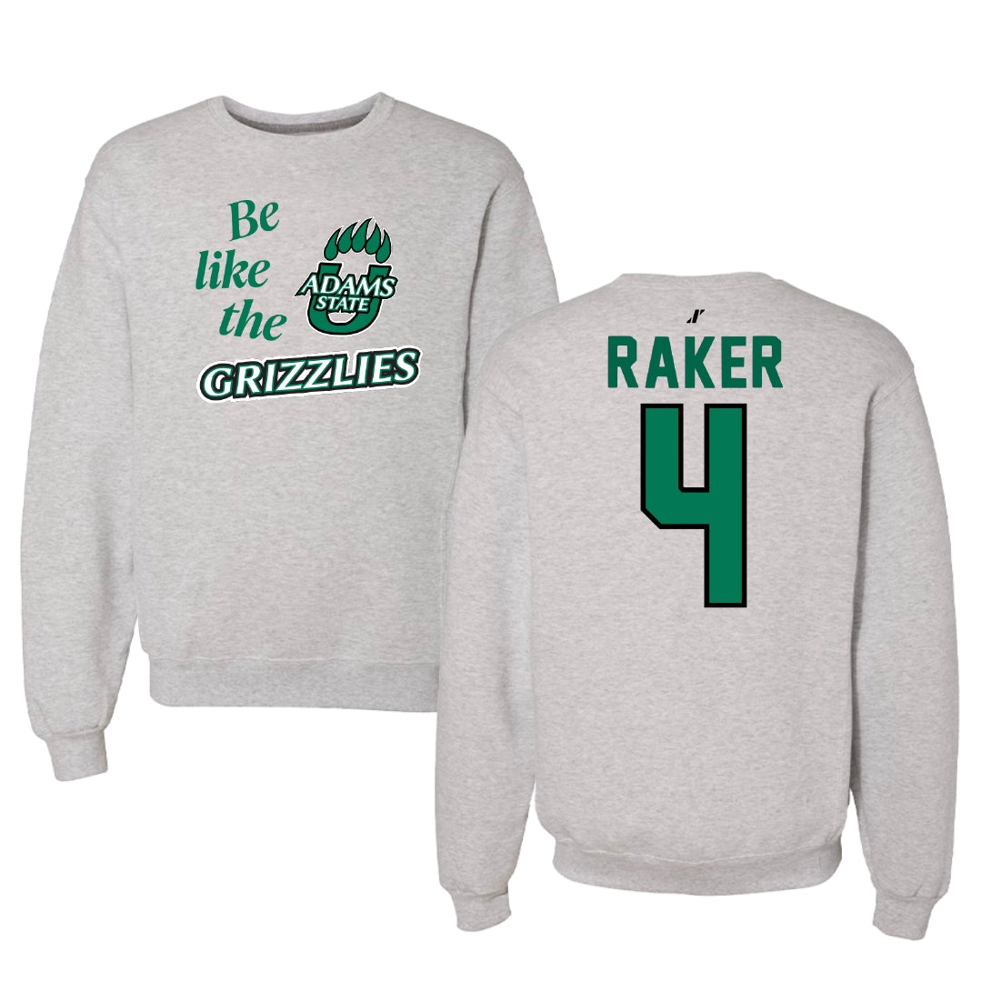 Adams State University Baseball Light Gray Be Like Us Crewneck - #4 Joey Raker