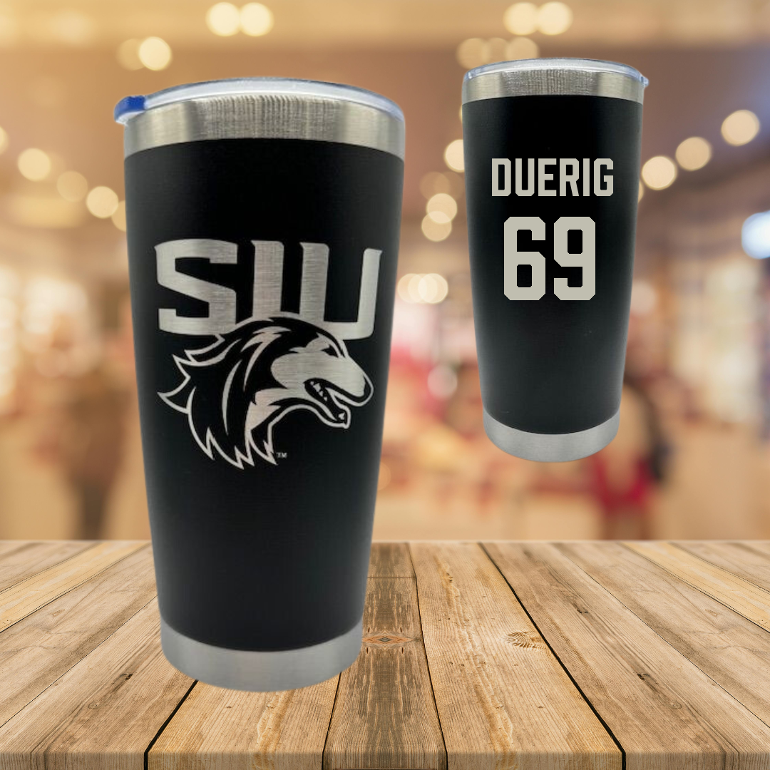 Southern Illinois University at Carbondale Football Black Stainless Steel Tumbler - #69 Aidan Duerig