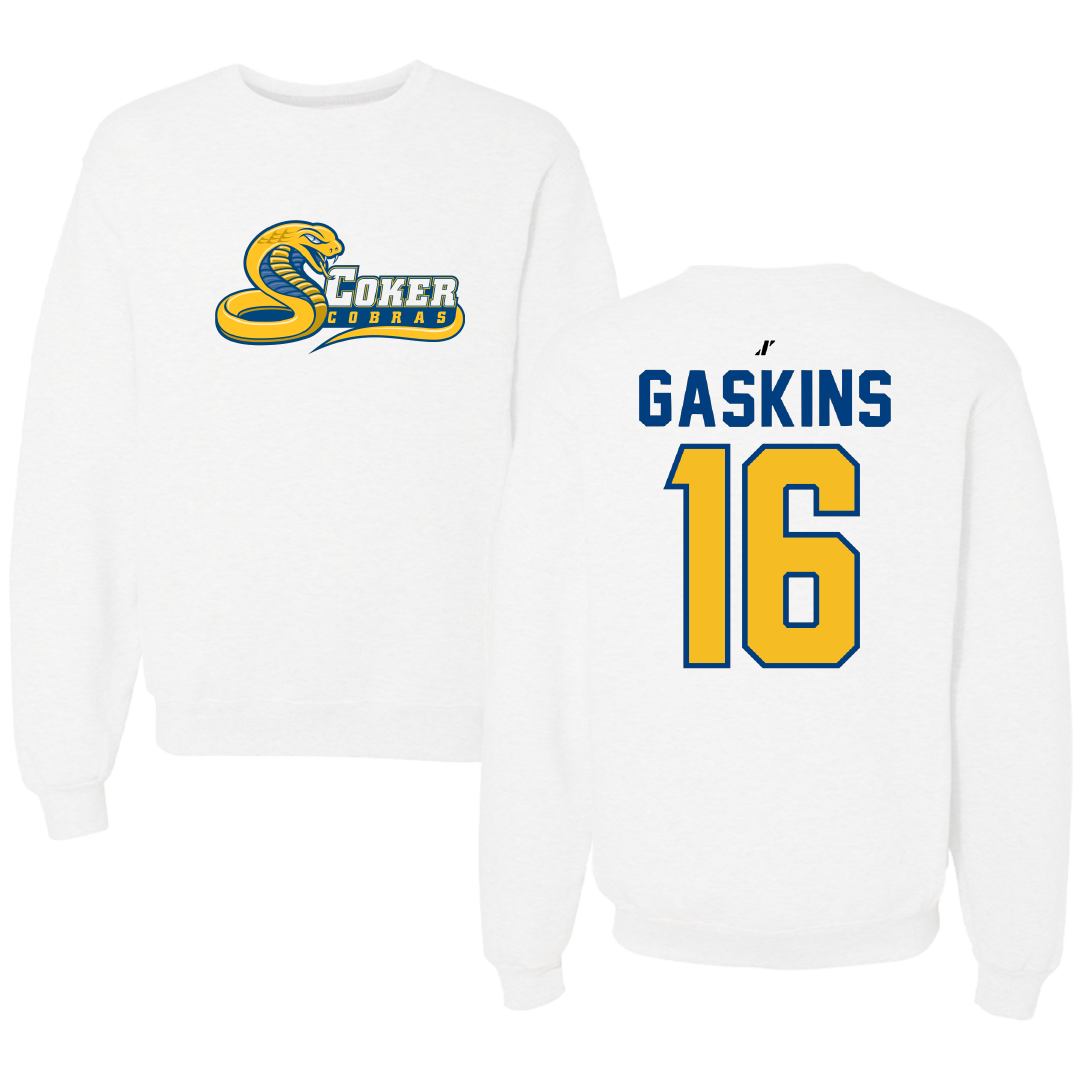 Coker University Softball White Crewneck - #16 Bailee Gaskins