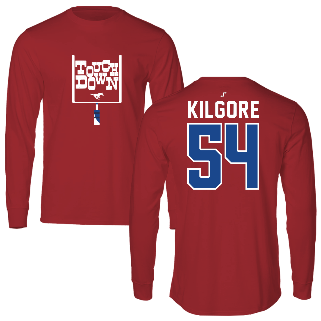 Southern Methodist University Football Canvas Red Touchdown Long Sleeve - #54 Alex Kilgore