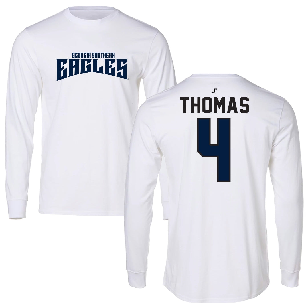 Georgia Southern University Basketball White Classic Performance Long Sleeve - #4 Constance Thomas