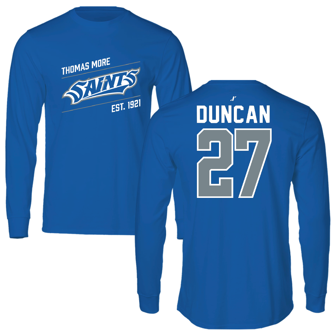 Thomas More University Football Blue General Performance Long Sleeve - #27 Adam Duncan