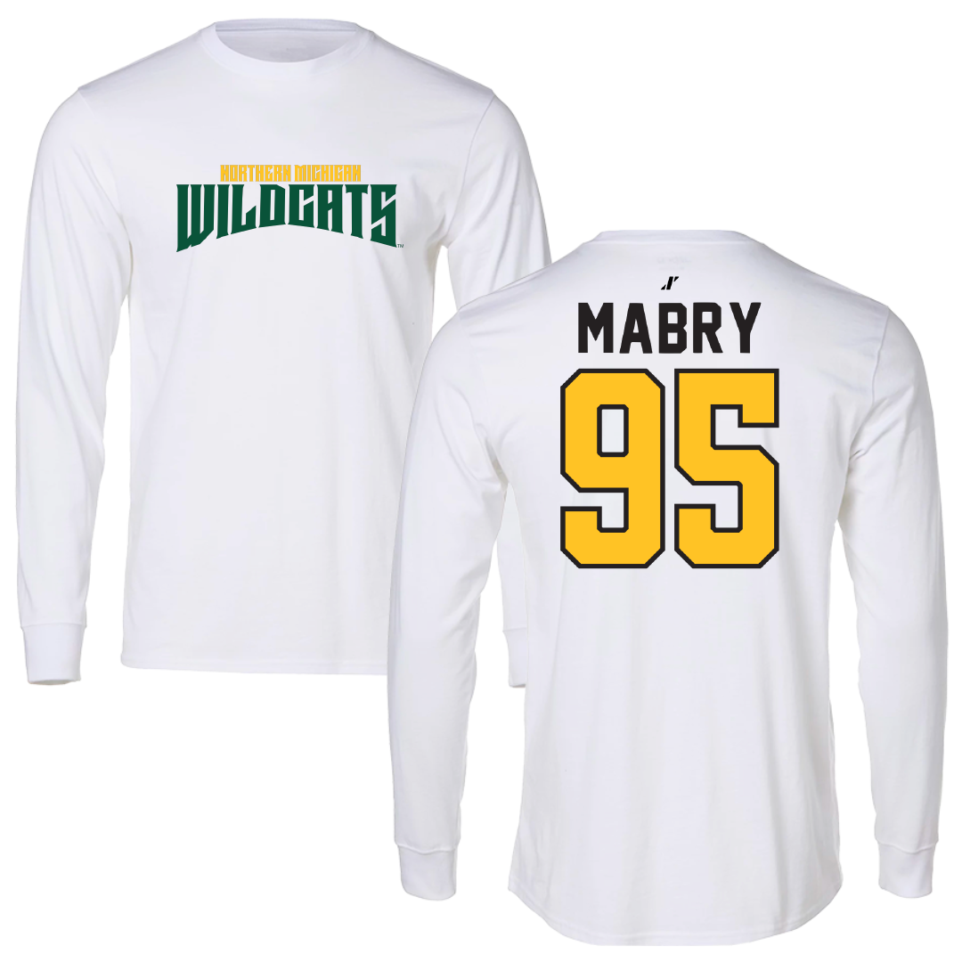 Northern Michigan University Football White Classic Performance Long Sleeve - #95 Jhermari Mabry
