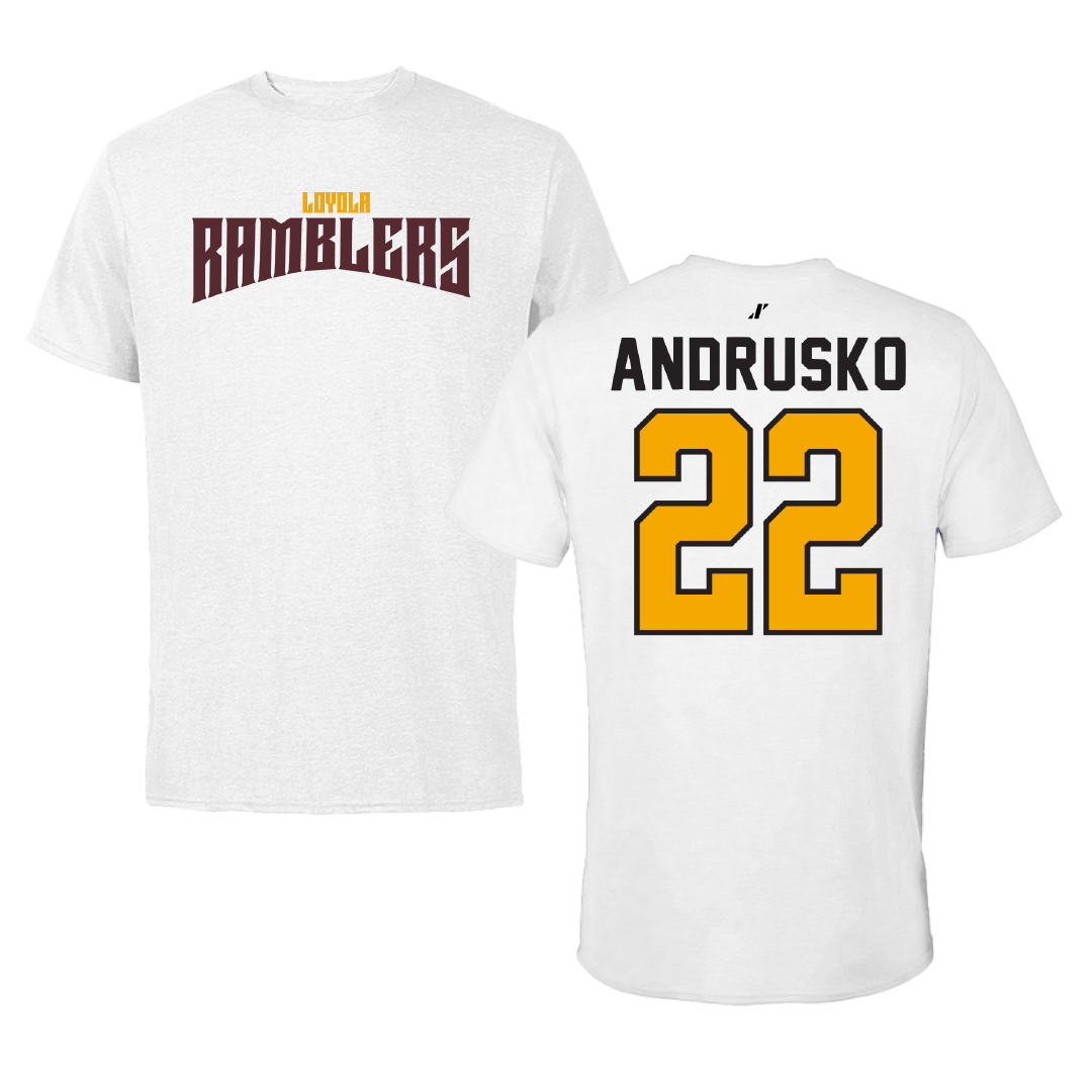Loyola University-Chicago Soccer White Classic Tee - #22 Matthew Andrusko