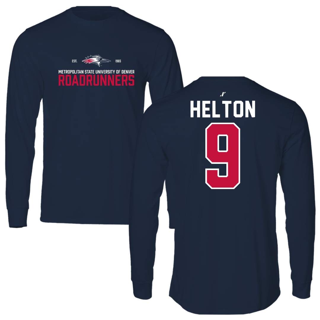 Metropolitan State University of Denver Baseball Navy General Long Sleeve - #9 Brad Helton