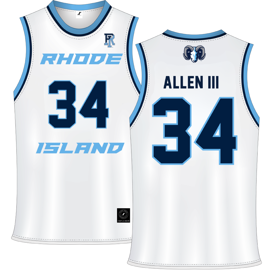 University of Rhode Island White Basketball Jersey - #34 Ray Allen III