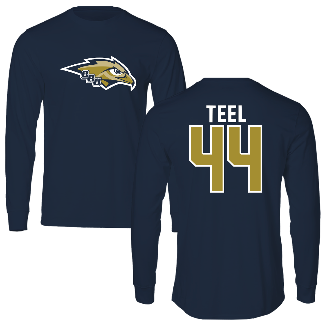 Oral Roberts University Baseball Navy Performance Long Sleeve - #44 Easton Teel