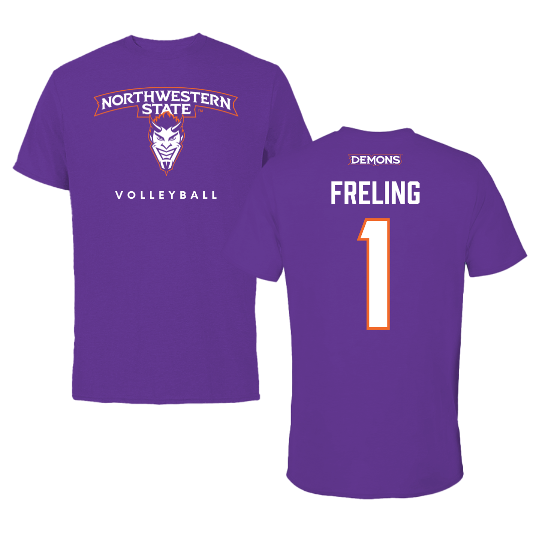 Northwestern State University Volleyball Purple Mascot Tee - #1 Lorelei Freling