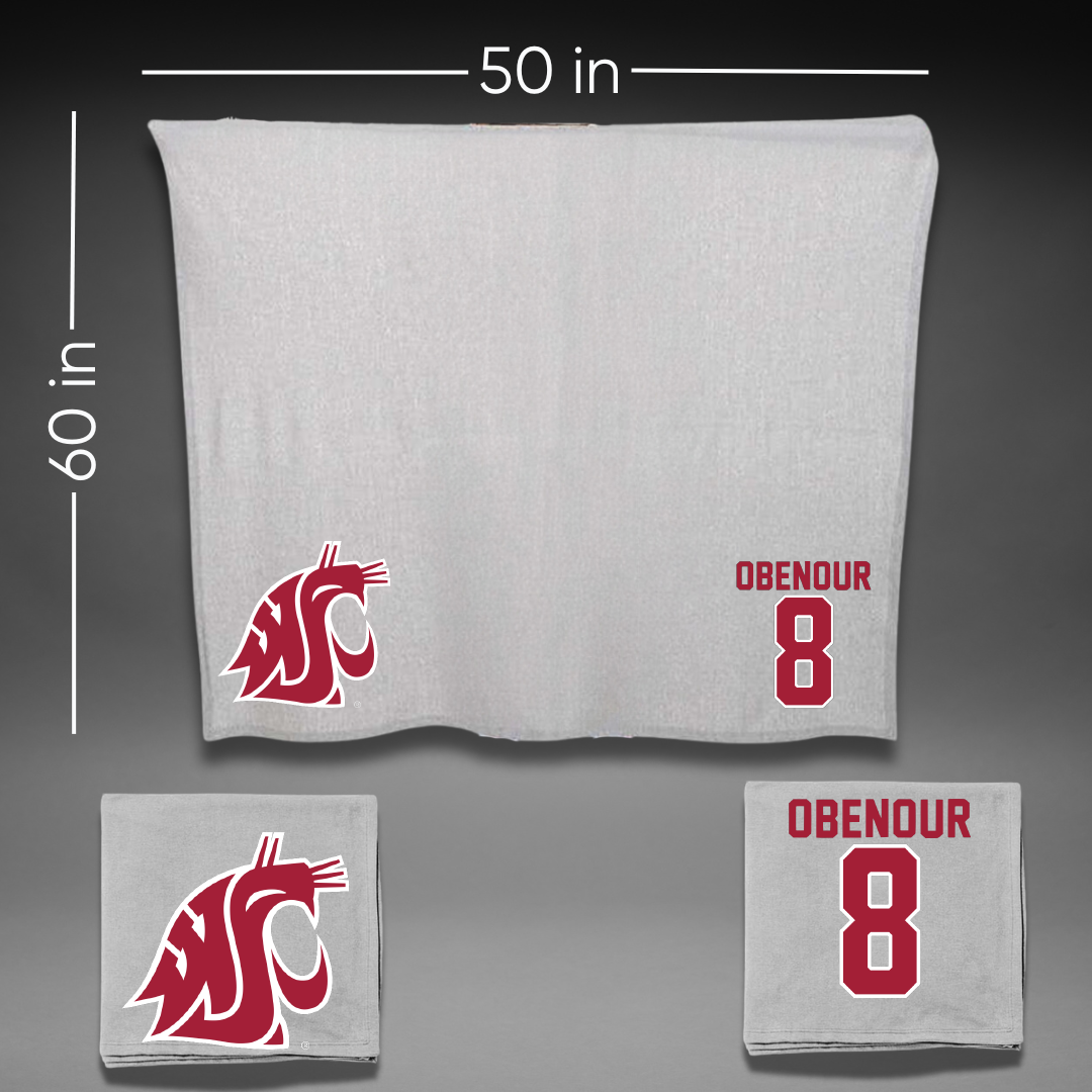 Washington State University Baseball Gray Blanket - #8 Ollie Obenour