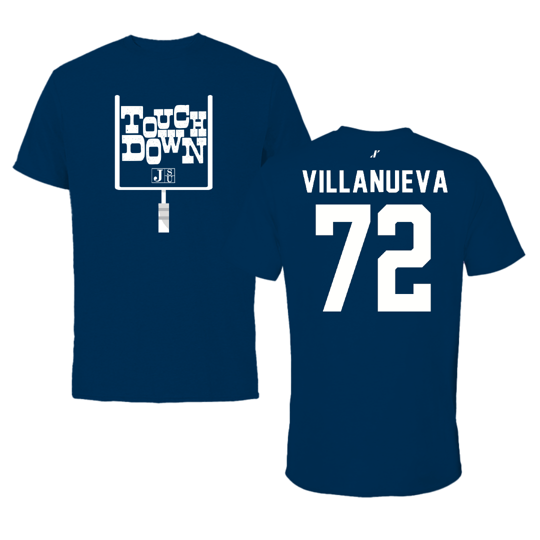 Jackson State University Football Navy Touchdown Tee - #72 Isaiah Villanueva