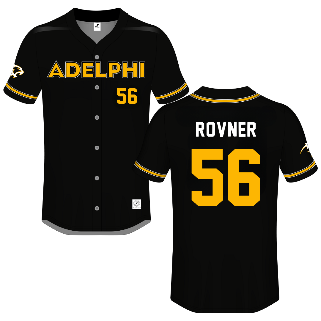 Adelphi University Black Button-Down Jersey - #56 Zach Rovner