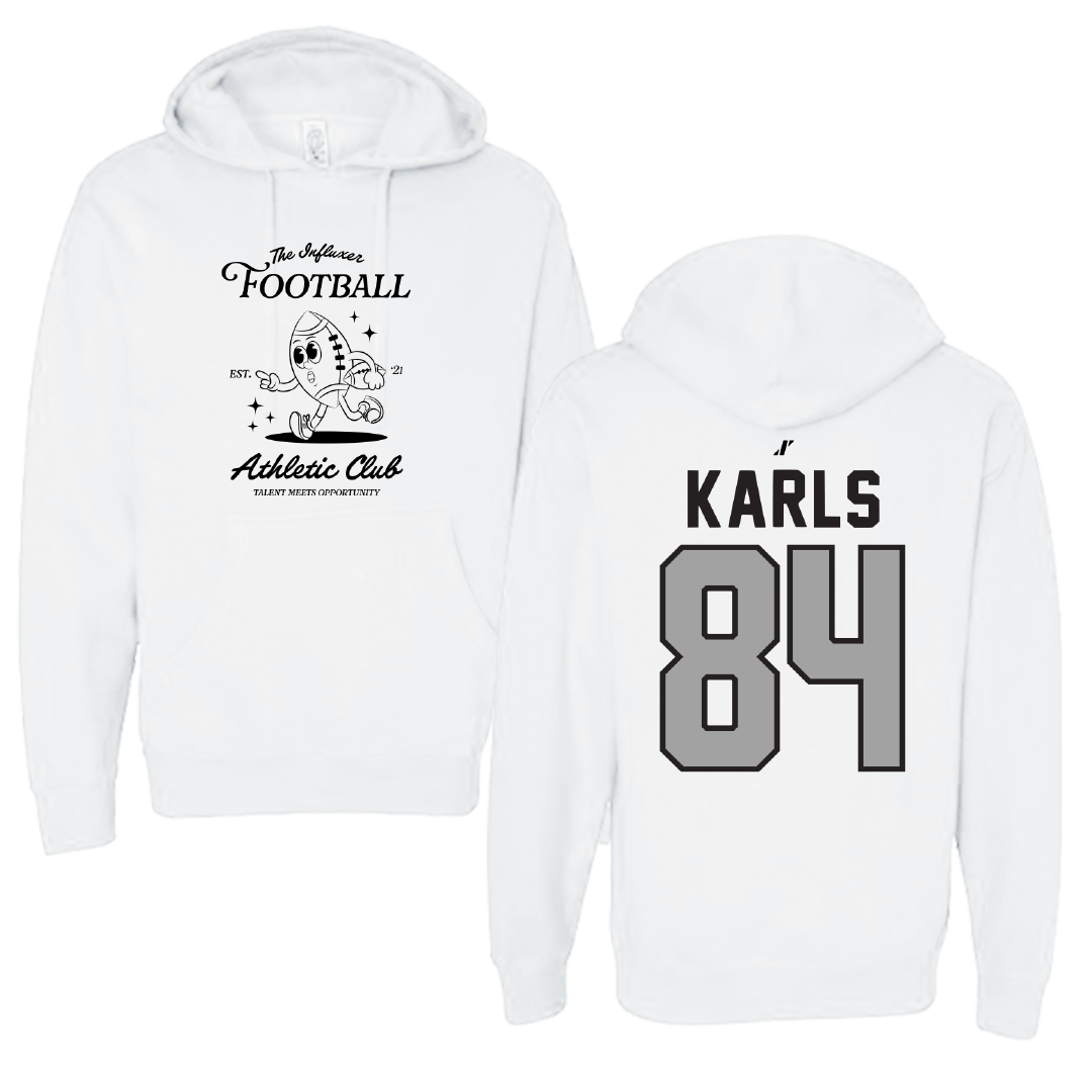 Football White Influxer Athletic Club Hoodie - #84 Andrew Karls