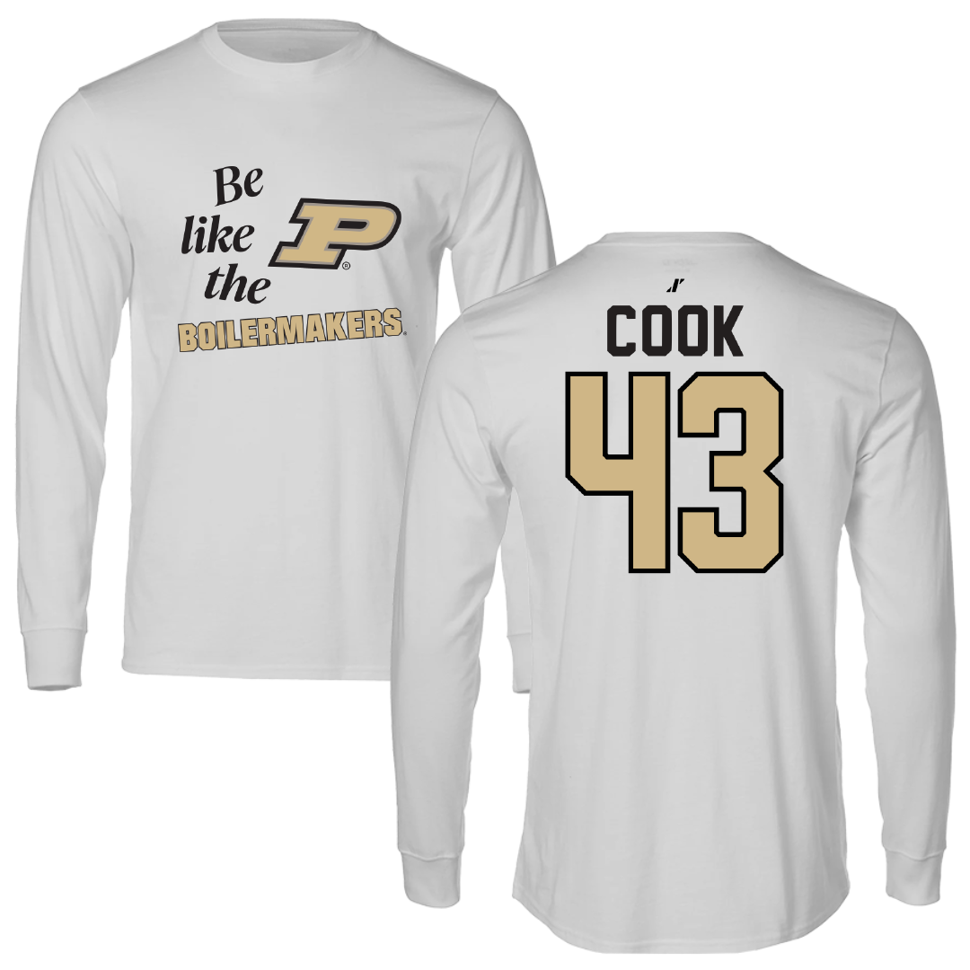 Purdue University Baseball Light Gray Be Like Us Performance Long Sleeve - #43 Avery Cook